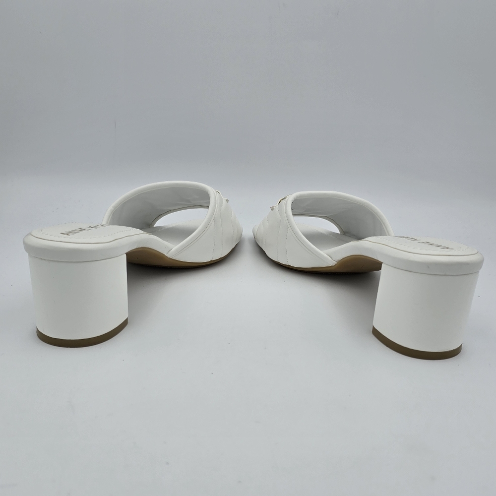 NWOT Anne Klein Kendra Slippers (Block Heel Slide Sandals), White & Gold, 9.5M - Picture 7 of 16